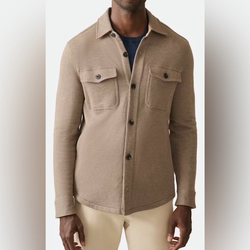 NWT Faherty Inlet Shirt Jacket Walnut Melange Tan Size Large - Picture 2 of 12
